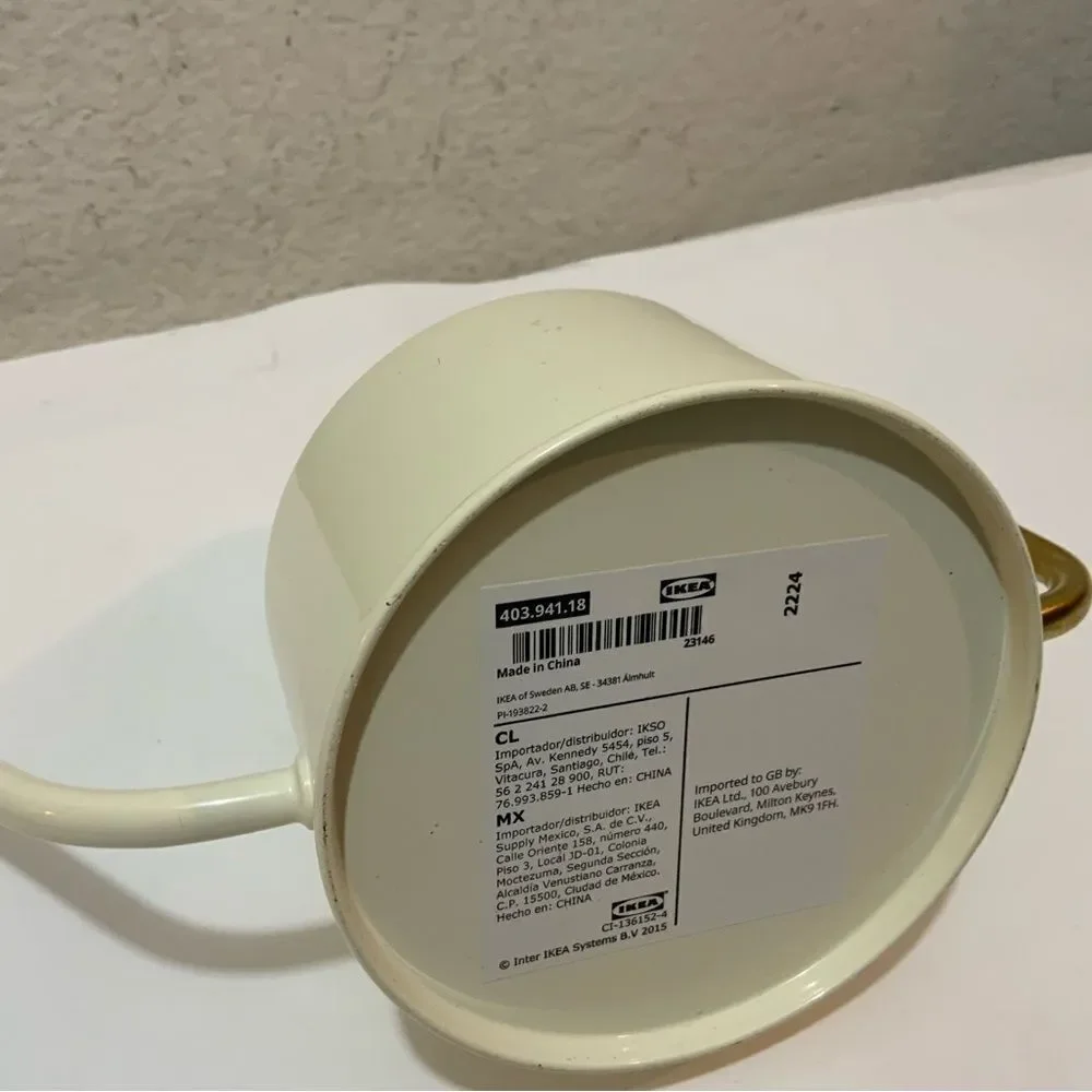 New IKEA VATTENKRASSE Watering Can Ivory/gold 30 oz 403.941.18